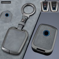 4 Buttons Zinc Alloy + Leather Car Key Case Cover Fob Skin Holoder For BMW I3 I8 Series Smart Remote Key Protection Shell