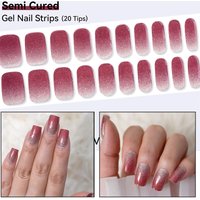20strips Gradient Red Glitter Semi Cured Gel Nail Strips DIY Gel Polish Stickers Nails Work Need UV LED Nails Assessories Tools
