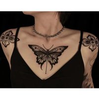 Butterfly Temporary Tattoos for Women Chest Clavicle Punk Fake Tattoo Waterproof Art Sexy Tattoo Festival Lasting Stickers