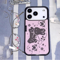 Ins Cute Pink Pixel Rabbit Angel Wing Phone Case For iPhone 17 Air 16 15 14 13 12 11 Pro Max 8 7 Plus XR XS Max Anti-Drop Cover