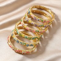 Double Bangle Vintage Cloisonne Bangle Chinese Traditional Hollow Out Flower Bangle Classic Vintage Women's Hand Bracelet Girls