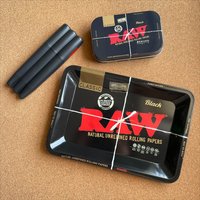 3pcs Rolling Tray Tin Box and Plastic Black Tube Combo