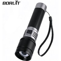 BORUiT Ultra Bright LED Flashlight 1000LM Zoomable USB Rechargeable Aluminium Alloy Torch Outdoor Camping Hiking Hand Lantern