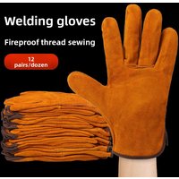 Welding Gloves for Electricians: 2-Layer Cowhide, Protective Labor Gloves for TIG, MIG & Arc Welding