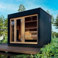 High-quality traditional wood outdoor double sauna with wet and dry steam modern design and control
