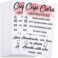 50 Pieces Tumbler Cup Cards,Cup Care Instructions Cards, Tumbler Care Cards, Cup of Care Mug Insert for Business