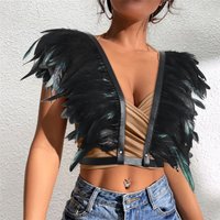 Gothic Medieval Halloween Feather Shawl Shrugs Bolero Shoulder Wrap Cape Party Cosplay Rave Carnival Dress Up Party Stage Show