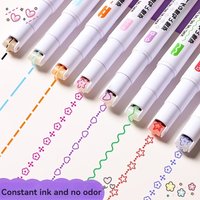 6Pcs/Set Flower Line Shape Highlighter Pen Roller Tip Curve Liner Marker Creative Markers For School Stationery Office Supplies