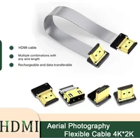 FPV HDMI-Compatible Connector Flexible Flat Cable Raspberry Pi 4 Micro HDMI To HDMI/Mini HDMI Female 90 Degree FFC 20pin