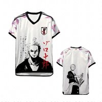 FamilyMatching Latest Anime One Piece Japanese Soccer Jersey, Zoro Fan Edition, Special Edition Breathable Jersey T-Shirt