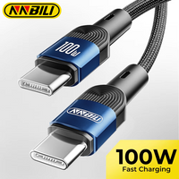 NNBILI 1/2Pcs 100W Type C Cable For iPhone 17 PD Fast Charging Charger Wire Cord For Macbook Samsung Xiaomi Type C to USBC Cable