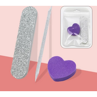 3pcs Manicure Tool Set Crystal Dotting Pen Heart-shaped Block And Wooden File For Polishing And Shaping Nail Care Accessories