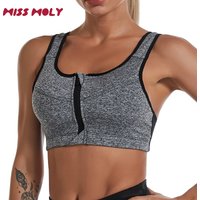 Plus Size Top Women Front Zipper Sports Bras Underwear Gym Fitness Push Up Athletic Running Yoga Sport Bra Top 3XL 4XL 5XL