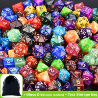49pcs Polyhedral Dice Set with 7pcs Black Storage Bag Color Number Polyhedra Dice RPG D&D Role-playing Games Accessories