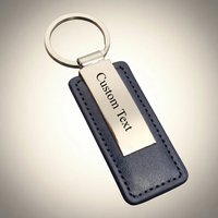 Leather Keychain with Stainless Steel Plate Car Keyring Bag Charm Fashion Creative Key Chain Ring for Men Women Accessory Gift
