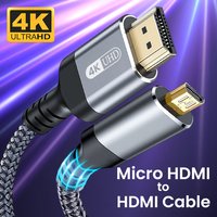 4K Micro HDMI to HDMI Cable High Speed 4K@60hz Full HDMI to Micro HDMI Adapter Compatible with GoPro Hero Sport Camera Pi 4