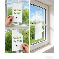 10-20-40 Transparente Glas-Fliegenfalle für den Hausgebrauch, Stark Klebende Fliegenpapier, Innen-Insektenfänger, Kleine Fluginsektenfalle