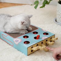 Interactive Cat Maze Game Box 3 in 1 Hit Gophers Toy Cat Stick Scratcher Mouse Hunt Chase Puzzle Educational Toy for Cats
