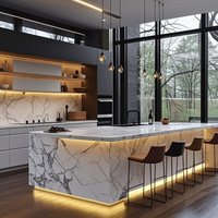 custom.Modern Onyx Marble Stone Restaurant Bar Countertop Wood Panel Furniture Set Customizable Home Bars Hotels Kitchens Dining