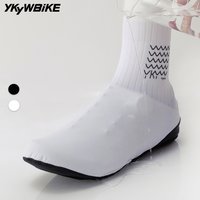 YKYWBIKE 2026 Couvre-chaussures de cyclisme aérodynamiques imperméables noirs, accessoires de vélo, couvre-chaussures courts blancs pour vélo de route