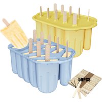 Easy Release Ice Cream Mold Set Silicone Popsicle Mold Freezer Summer Homemade Maker Ice Pop Mold Tray with Wood Popsicle Sticks