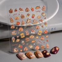 Capibara 3D Manicure Stickers Women Cute Capybara Nail Art Paster Girls Relief Fingernail Ornaments Kawaii Accessory Toys Gift
