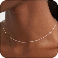 14K Gold/Silver Plated Stainless Steel Satellite Choker Shining Dots Station Necklace waterproof Exquisite Jewelry for women