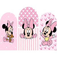 Arch Pink Mouse Baby Background Kids Birthday Party Backdrop Baby Shower Polyester Decor Banner Photography Props