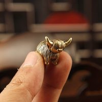 Vintage Brass Miniature Bull Figurine Solid Brass Decorative Ornament for Tea Tables And Room Decor