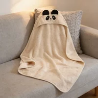 Newborn Bath Towel Cartoon Animal Hood Coral Fleece Cloak Cute Soft Infant Wrap Blanket Absorbent Bathrobe Boy Girl Babys Stuff