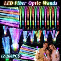 Baguettes lumineuses LED à fibres optiques (12-168 pièces) pour mariage, 3 modes clignotants, bâtons lumineux pour enfants, baguettes lumineuses pour fêtes dans le noir, cadeaux d'anniversaire