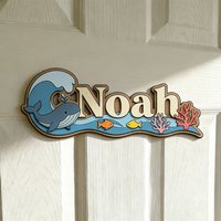 Whimsical Underwater Friends Custom Name Plaque, Cute Whale & Fish 3D Wooden Sign, Unisex Kids Room Decor, Coastal Nursery Wall