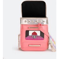Pink Phone Bag Thin Chain Shoulder Strap Design Crossbody Bag Contrasting Colors Box Shaped Bag With Pendant Zipper Square Bag