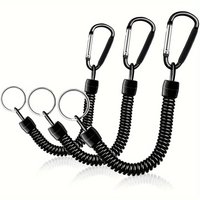 Spring Coil Keychains,Retractable Wrist Strap Safety Rope,8.46" To 47" Extendable,with Carabiner and Ring,Built-in Steel Wire