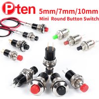 5PCS Mini Round 5mm/7mm/10mm Self-Lock /Momentary Push button Switches FBS-110 1NO1NC Black Red Green 0.5A/125V