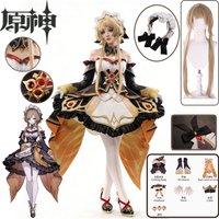 Sandrone Cosplay Costume Genshin Impact Sandrone Cute Brown Maid Outfit Lolita Dress with Headdress Waist Ornament Wig Set