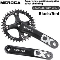 MEROCA Square Hole Bicycle Crankset Aluminum Alloy MTB Crank 170/175mm Length Narrow Wide Teeth 104BCD 32/34/36/38/40/42T