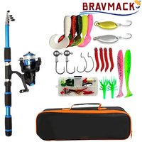 BRAVMACK Travel Telescopic Fishing Rod Full Kit Spinning Reel Baits Hooks Portable Outdoor Angling Pole Set image 4