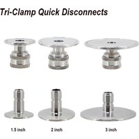 Homebrew Beer 3/4" 1.5" 2" 3" Tri Clamp Quick Disconnect 304 Stainless Steel Ball Lock Style 1/2" Full Port Sanitary Fitting