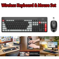 New Wireless Quiet Keyboard and Mouse Combo, 104 Keys 2.4Ghz Wireless Low-Profile Mechanical Keyboard with Adjustable DPI Mouse