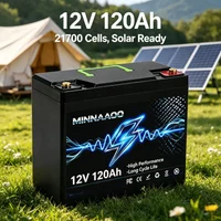 12V 120Ah LiFePO4-Batterie mit BMS für Tiefentladung 8000+ Zyklen Wohnmobil Solar Off-Grid Heimspeicher Marine Boot Stromversorgung
