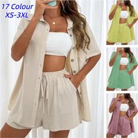 Solid Color Casual Loose Short Pants Sets for Women 2026 Elegant Summer Women's Two Pieces Suit Full Set Female Loose Clothes