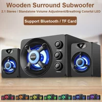 Computer Speaker Combination USB PC Desktop Power Bluetooth Plus USB-TF-AUX Subwoofer with Color LED 2.1 3-channel