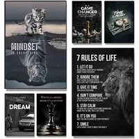 Inspirational Lion Success Quote Canvas Print Motivational Wall Art for Office Living Room Decor Uplifting Animal Poster f