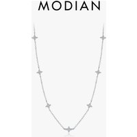 MODIAN 925 Sterling Silver Exquisite Four Leaf Clover Zircon Necklace For Women Trendy Link Chain Charms Stackable Fine Jewelry