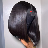 100% cheveux humains sans colle 7x5 perruques sans colle tressé fermeture 13x6 dentelle frontale pré-coupée vietnamienne droite courte Bob perruques pour les femmes