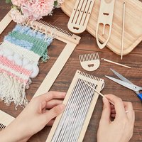 8pcs/set Wooden Weaving Loom Kit DIY Tapestry Weaving Tools with Weaving Stick, Comb Crochet Needle Handcraft Wall Hanging Decor