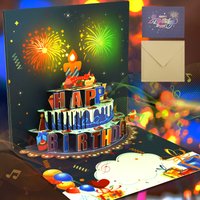 3D Light Music Birthday Card Pop Up Happy Birthday Card Fireworks Birthday Greeting Cards Happy Birthday Party Gift Message Card
