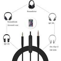 For Quiet Comfort 25 QC25 QC35 QC45 SoundTrue OE2 OE2i SoundLink Headphone 2.5mm to 3.5mm Jack Headset Audio Cable With Mic