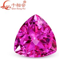 Rose/Morganite Pink Color Trillion Shape Lab-Created Ruby Loose Gem Stone Natural Cut with Minor Cracks Inclusions loose stone